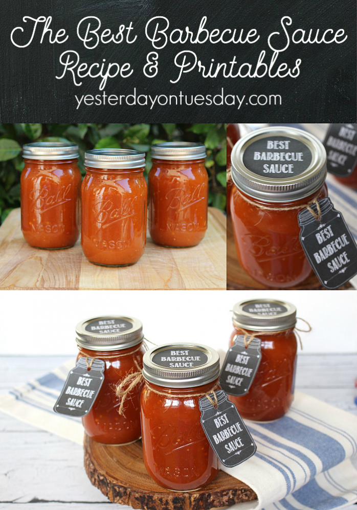 The Best Barbecue Sauce Recipe in a Mason Jar and jar labels and tags. Great for summer entertaining and gift giving.