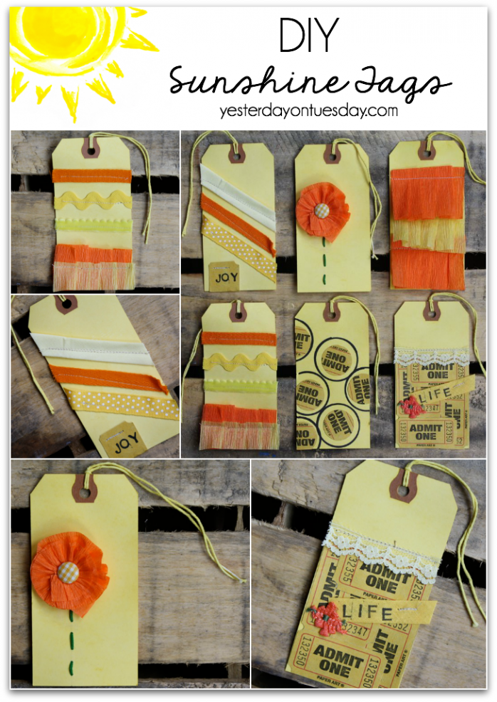 Transform plain shipping tags into creative sunshine-themed tags with scraps you already have and Rit Dye.