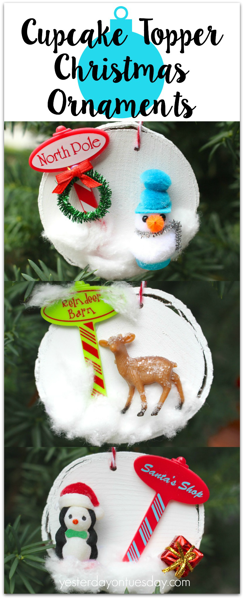 Cupcake Topper Christmas Ornaments
