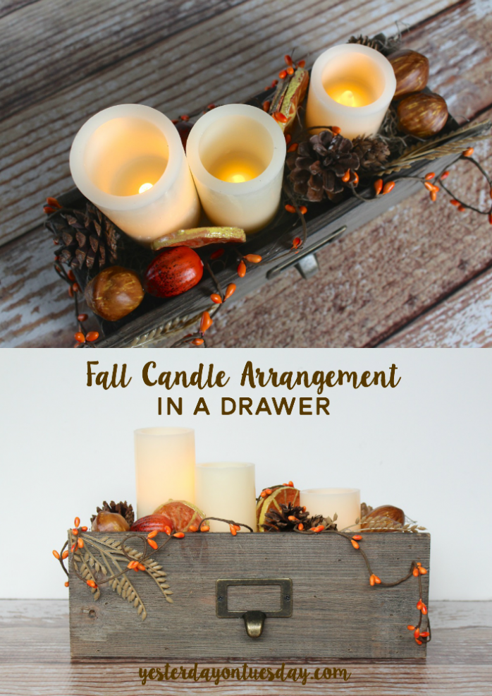 Lovely Fall Candle Arrangement in a Drawer