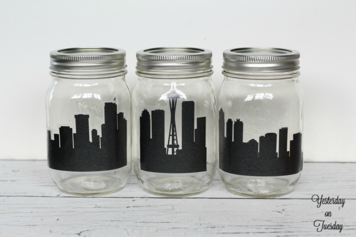 Spooky City Mason Jar Decor: How to transform plain mason jars into a spooky city scene for Halloween.