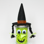 Mason Jar Candy Witch, a fun and fast craft for Halloween! Makes great decor or hostess/teacher gift!