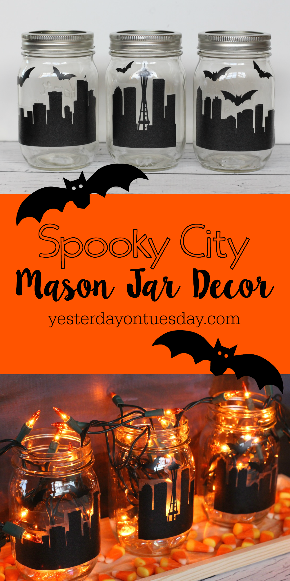 Spooky City Mason Jar Decor