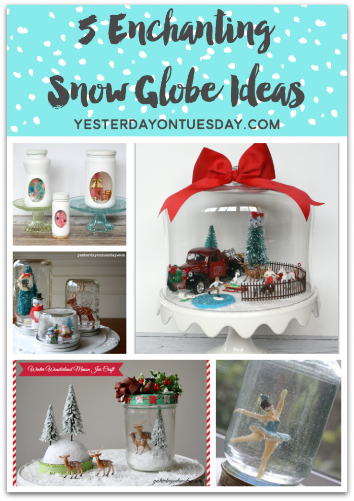 5 Enchanting Snow Globe Ideas to make for winter and Christmas! Charming craft and decor ideas.