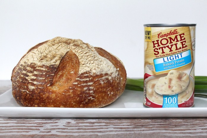 Delicious Baked Potato Soup in a Bread Bowl, an easy and satisfying dish