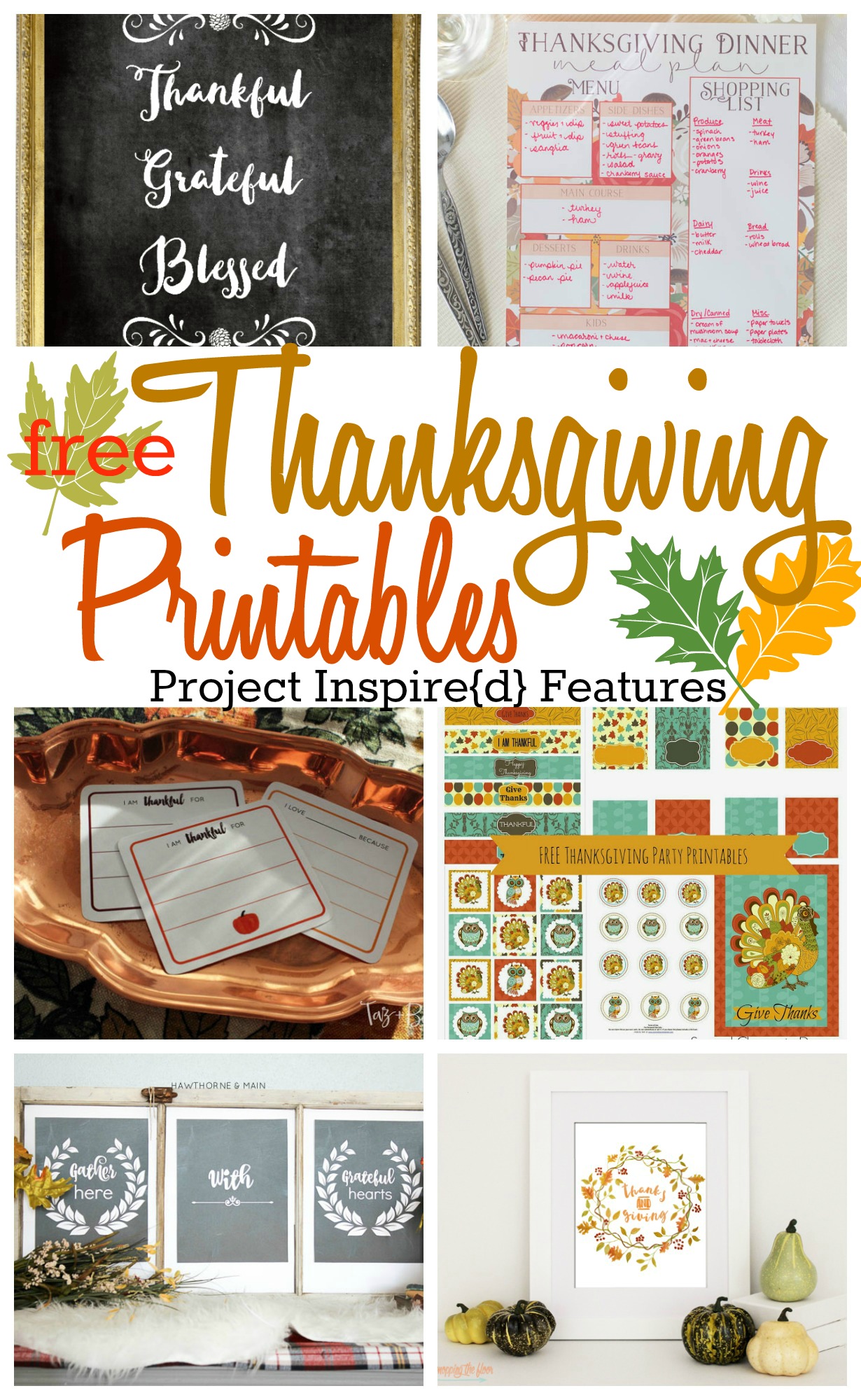 Six Free Thanksgiving Printables shared at Project Inspire{d}