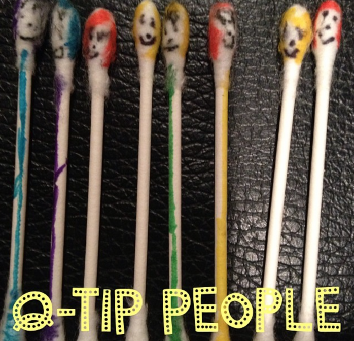 Use felt pens to create cute Q-Tip People, a great craft for kids