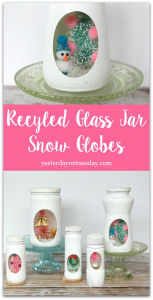 Transform old spice, salsa and sauce jars into fetching snow globes for Christmas decor