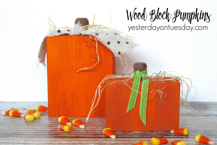 How to transform wood blocks into cute pumpkins for Halloween and Fall