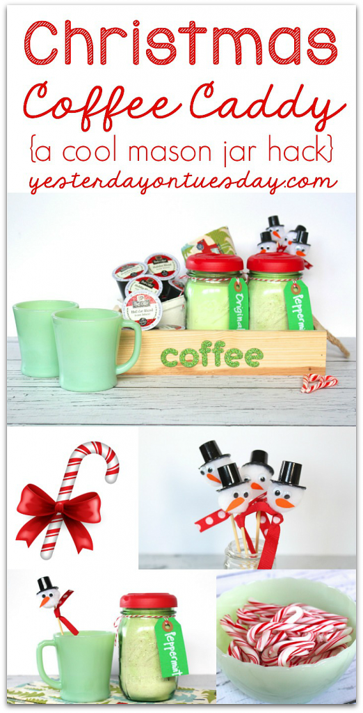 How to make a Christmas Coffee Caddy, including a cool mason jar hack and DIY Peppermint Coffee Creamer