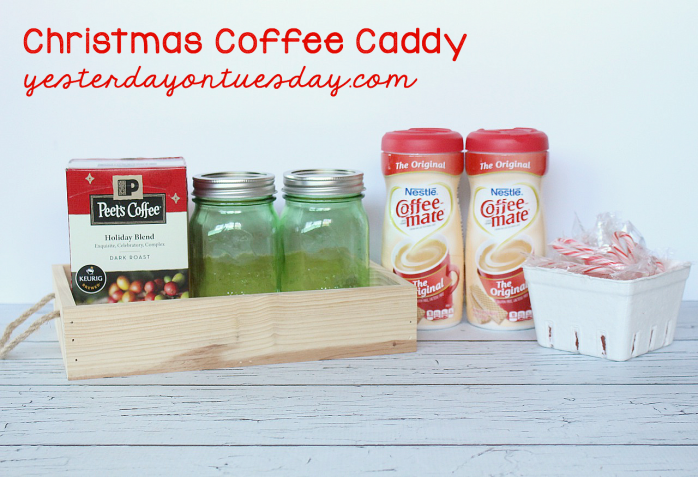 How to make a Christmas Coffee Caddy, including a cool mason jar hack and DIY Peppermint Coffee Creamer