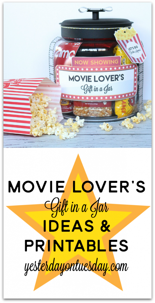 Movie Lover's Gift in a Jar with printable labels, tags and more.