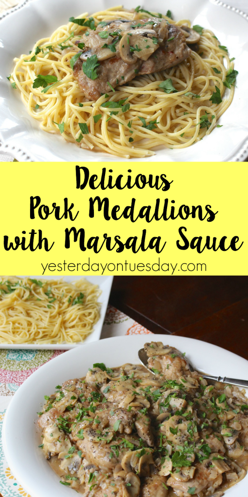 Delicious Pork Medallions with Marsala Sauce, a wonderful dinner for Thanksgiving or any time!