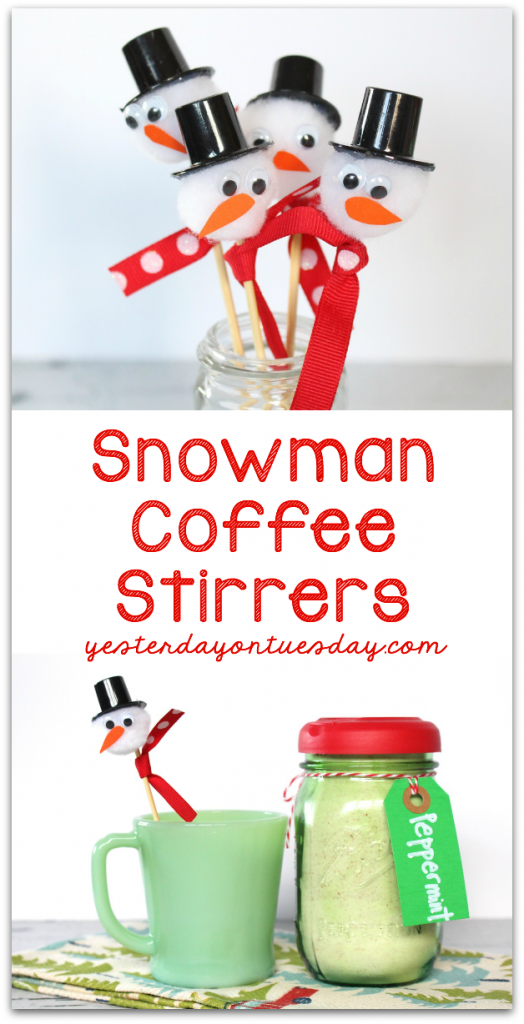 DIY Snowman Coffee Stirrers, a sweet touch for your holiday or Christmas party!