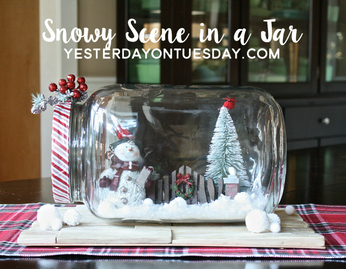 How to make a gorgeous and festive Snowy Scene in a Jar for Christmas and Holiday decorating