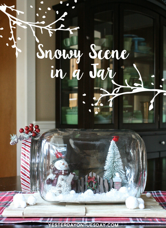 How to make a gorgeous and festive Snowy Scene in a Jar for Christmas and Holiday decorating