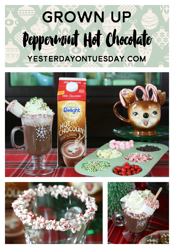 Grown Up Peppermint Hot Chocolate drink recipe, perfect for holiday entertaining