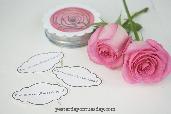 Lavender-Rose Scrub and printable labels, great gift for Valentine's Day or any time.