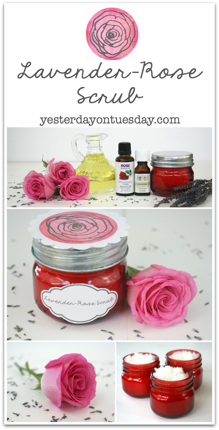 Lavender-Rose Scrub and printable labels, great gift for Valentine's Day or any time.