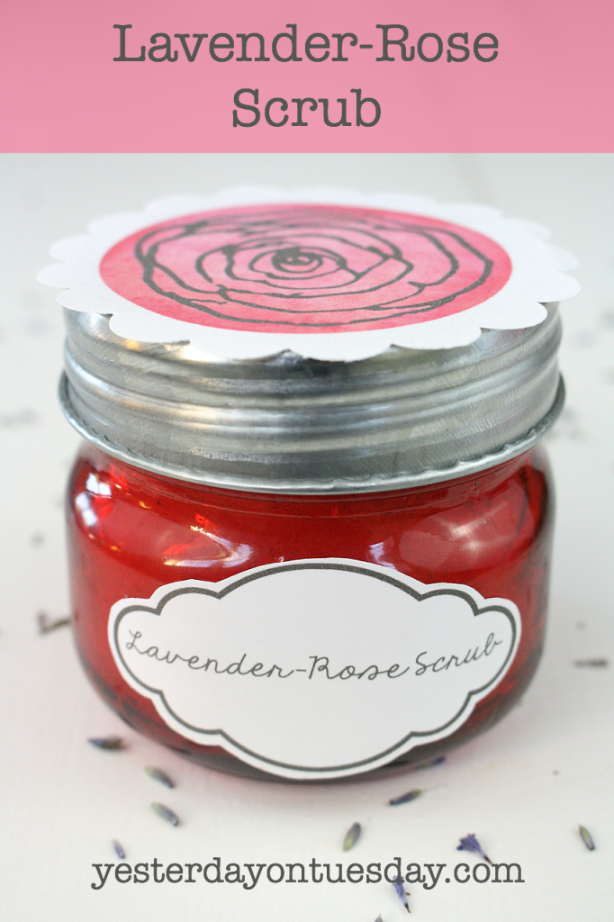 Lavender-Rose Scrub and printable labels, great gift for Valentine's Day or any time.
