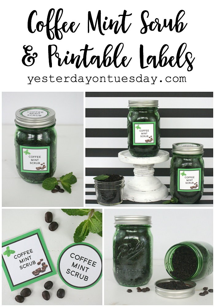 DIY Coffee Mint Scrub in a Mason Jar plus free printable tags and labels.