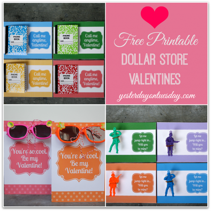 Free Printable Dollar Store Valentines, great for kids and their class parties!