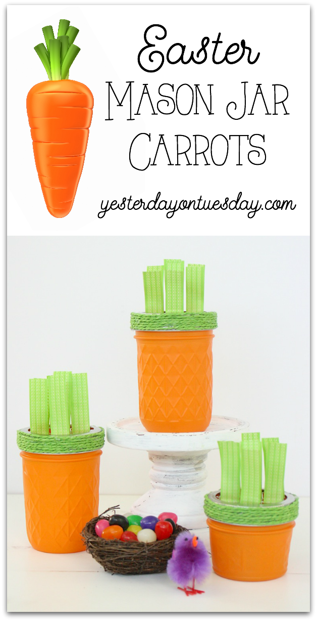 Easter Mason Jar Carrots: A fun craft project for giving Easter treats or Easter decor.