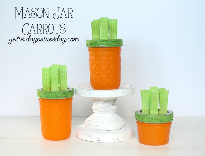 Easter Mason Jar Carrots: A fun craft project for giving Easter treats or Easter decor.