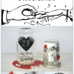 DIY Mason Jar Wedding Countdown Calendar, a thrifty and cute way to count down to the big day for brides, grooms and families!