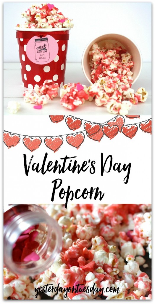 Yummy Valentine's Day Popcorn Recipe, an easy and delicious snack or treat for Valentine's Day