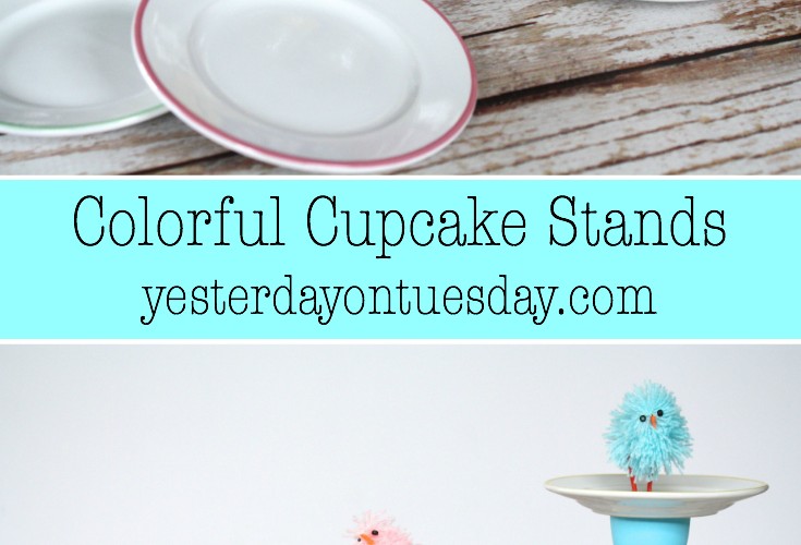 DIY Colorful Cupcake Stands, perfect for Easter and Spring as well as kid's birthday parties!