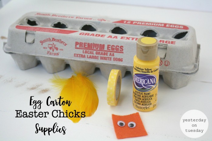 DIY Egg Carton Easter Chicks, a great spring craft for kids! Part of Craft Lightning.