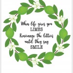 Inspirational Art Printable for Spring or anytime! "When life gives you limes... rearrange the letters until they say smile!" Just print and frame.