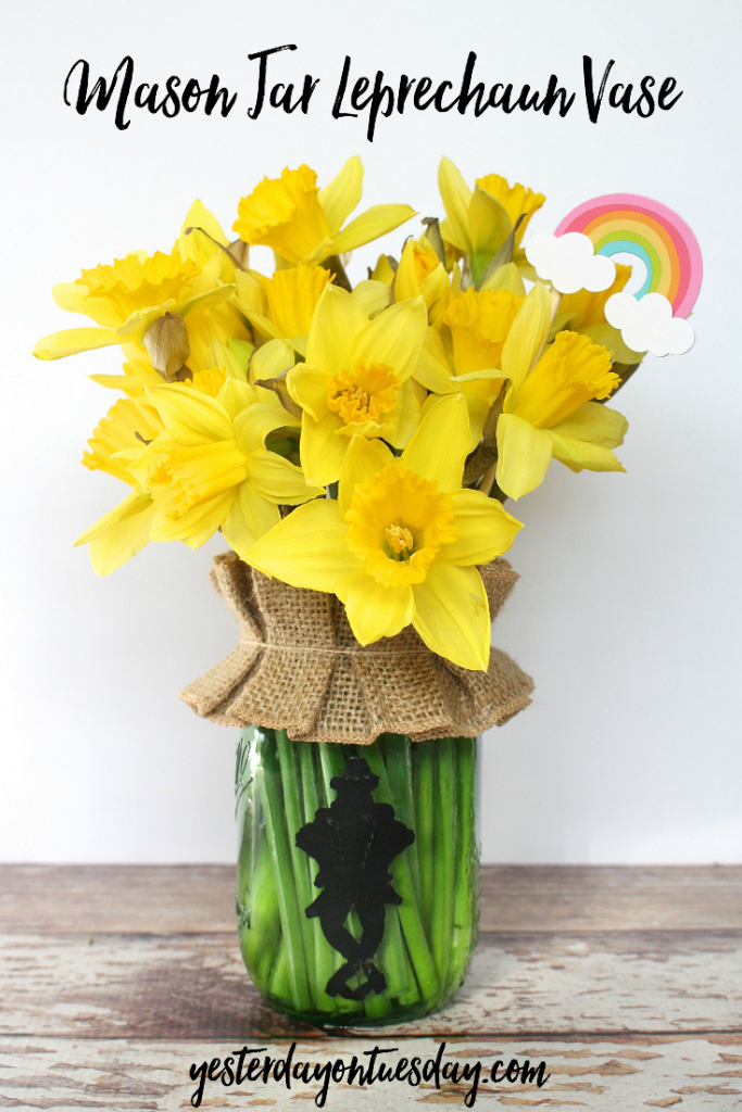 DIY Mason Jar Leprechaun Vase, great for St. Patrick's Day and spring decorating