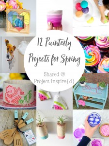 12 Painterly Projects for Spring including homemade play dough, watercolor coasters, paint dipped utensils and more!