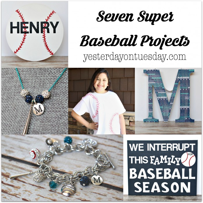 Seven Super Baseball Projects including DIY jewelry ideas, signs, a tee shirt and more.