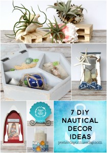 7 DIY Nautical Decor Ideas including a trinket treasure box, air plants in seashells, a nautical lantern and more.