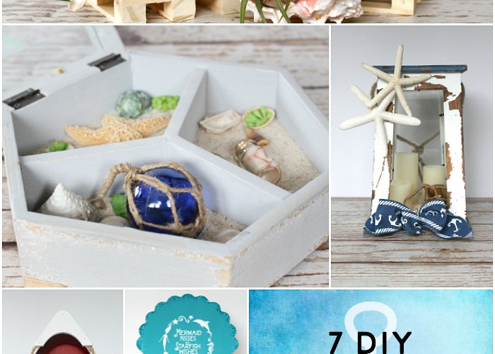 7 DIY Nautical Decor Ideas including a trinket treasure box, air plants in seashells, a nautical lantern and more.