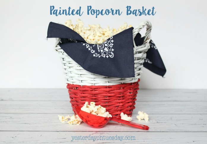 Painted Popcorn Basket, awesome for 4th of July