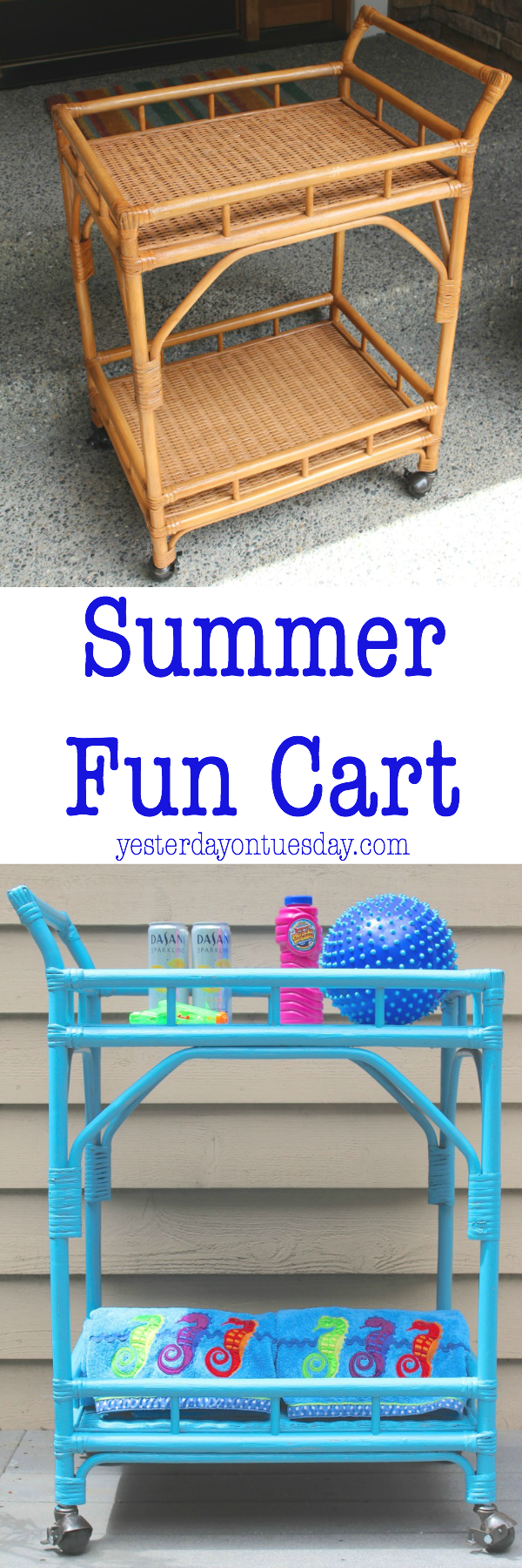 Summer Fun Cart: How to transform a plain beverage cart into a Summer Fun Cart.