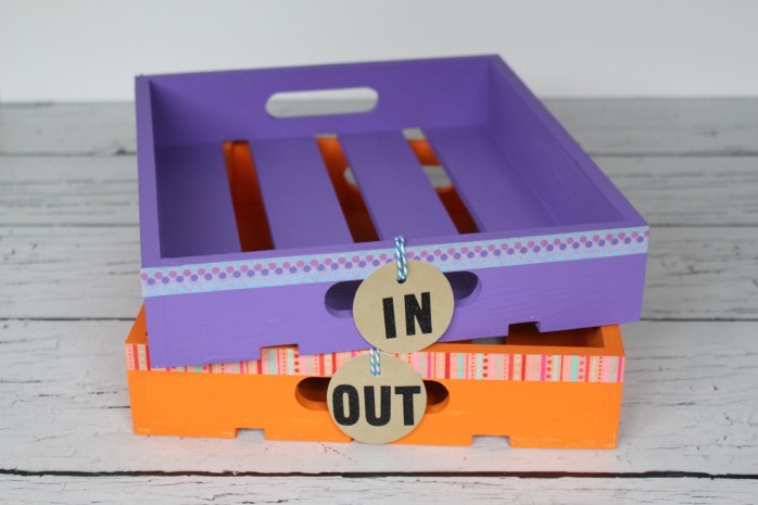 Colorful Stacking Trays: Corral all those school papers with these DIY stacking trays.