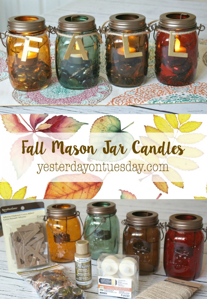 Easy Fall Mason Jar Candles, lovely fall decor for your home.