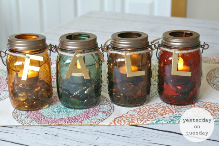 Easy Fall Mason Jar Candles, lovely fall decor for your home.