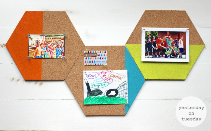DIY Hexagon Bulletin Board, great back to school organizing idea for kids and  teens.