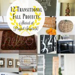 12 Transitional Fall Projects including a wood slice pumpkin, Welcome Sign, Hello welcome mat and more.