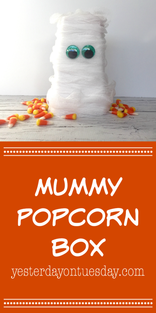 DIY Mummy Popcorn Box, a super simple Halloween craft project