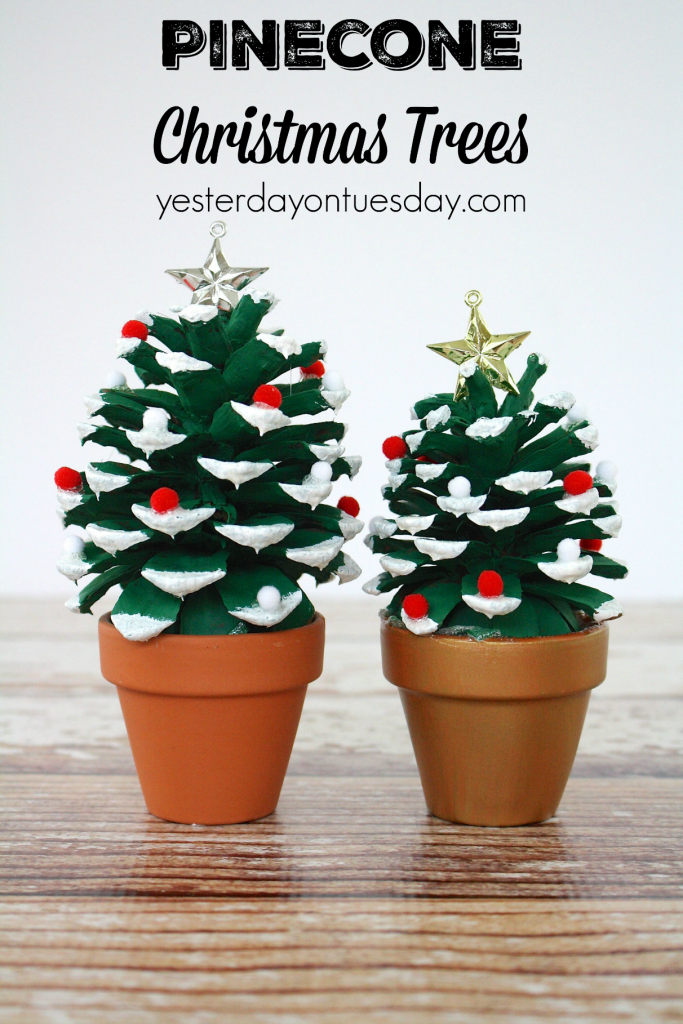 DIY Pinecone Christmas Trees: How to make Pinecone Christmas Trees, a great kid's craft