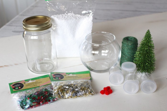 Dollar Store Christmas Tree Kit in a Mason Jar: How to grab some budget friendly crafting supplies at the dollar store to create a DIY Dollar Store Christmas Tree Kit, festive and fun gift idea.