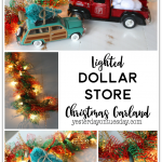 Lighted Dollar Store Christmas Garland: How to transform a plain string of lights and some ribbon from the dollar store into lush and festive holiday decor.