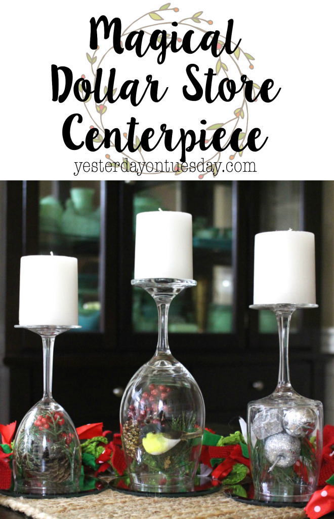 Magical Dollar Store Centerpiece: How to make a stunning centerpiece for Christmas Dinner and New Year's with a few items from the dollar store.